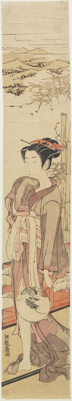 (Girl Cooling on Veranda), c. 1772-1781 by Isoda Koryusai